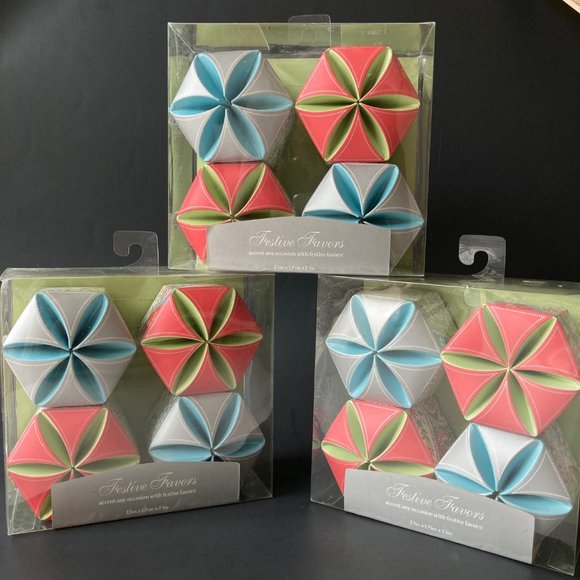 VTG Paisley Hexagonal Pinwheel Top Treat/Candy Boxes w/Name Tag (3 boxes x 4ct ) - Picture 5 of 15